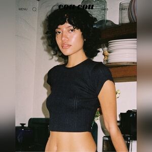 coucou intimates baby crop tee black, xsmall